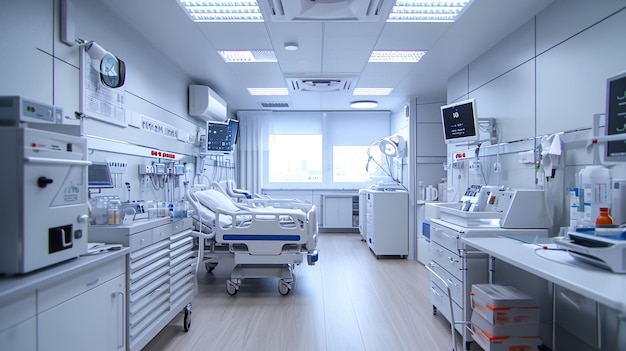 Empty modern operating room in surgical clinic Clean sterile operating ward