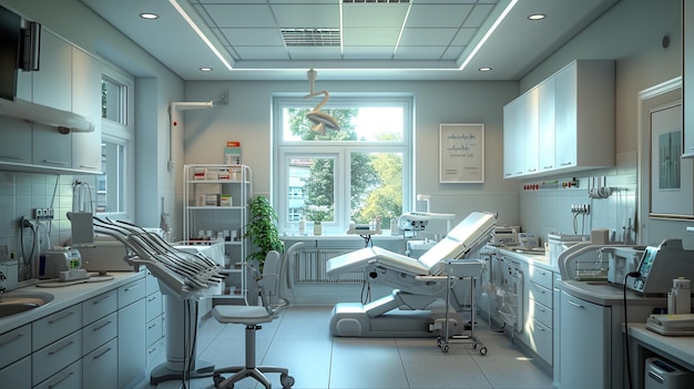 Empty modern operating room in surgical clinic Clean sterile operating ward