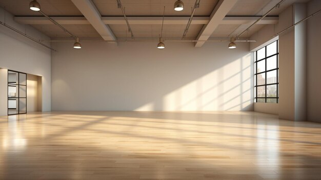 Photo empty modern room with bright lighting equipment