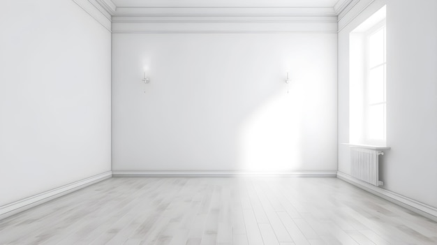 Photo empty modern white wall room with sunlight