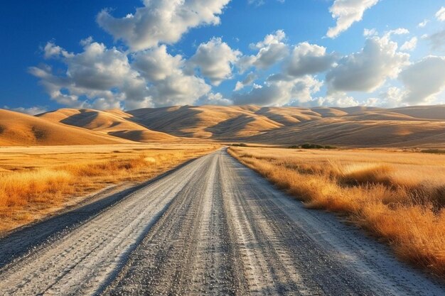 Photo empty narrow desert road with beautiful hills in the background