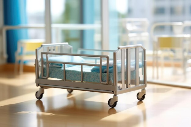 empty Newborn bed at Hospital room professional advertising photography