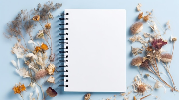 Empty Notebook Flat Lay Mockup Ai generated Template