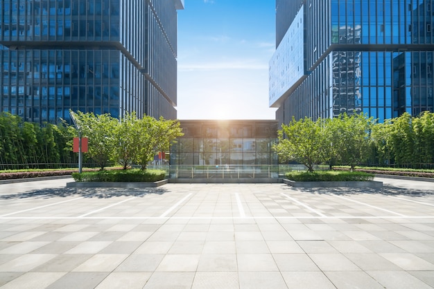 Empty office buildings in a financial center