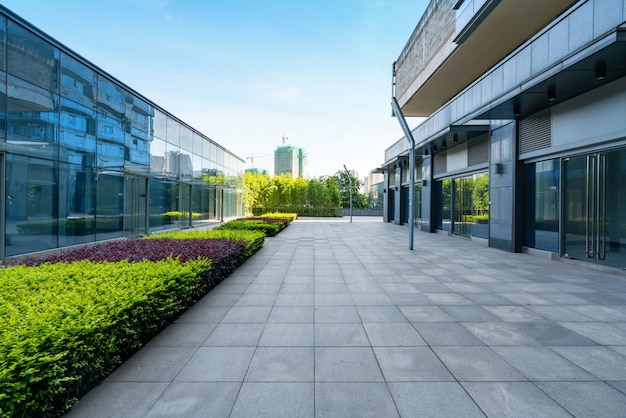 Empty office buildings in a financial center