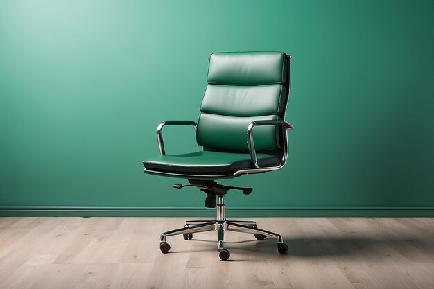 Empty office chair with green background