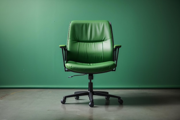 Photo empty office chair with green background