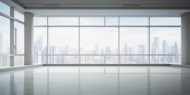 Photo empty office floor with window and city view generative ai aig18