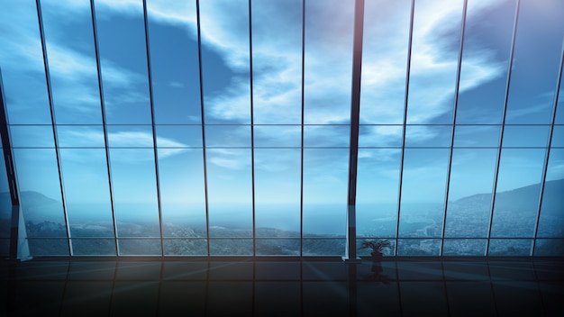 Empty office with panoramic window