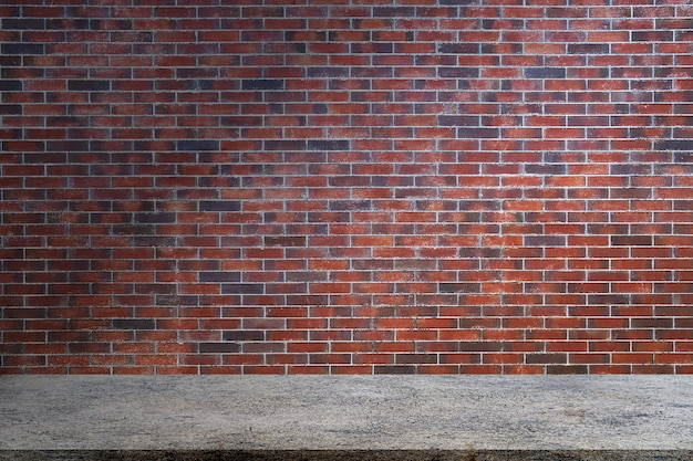 Empty old red brick wall from exterior building and pathway on city, background