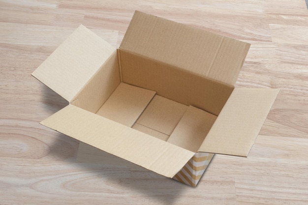 Empty open brown cardboard box