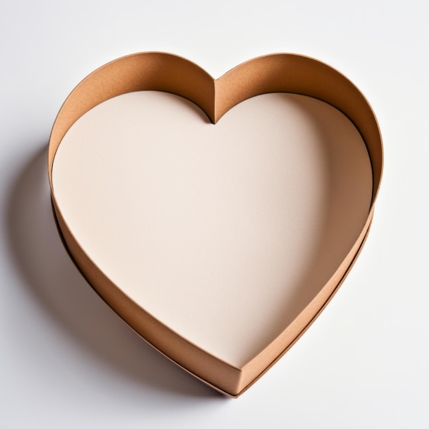 Photo an empty opened cardboard heart shaped box against white background