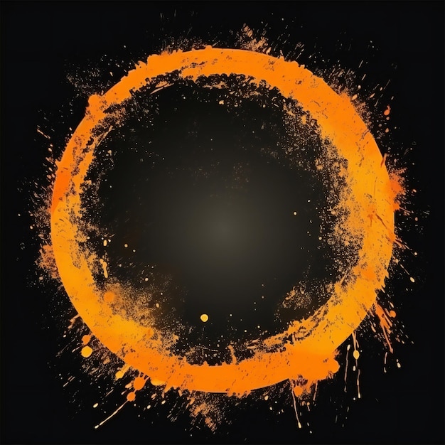 Photo empty orange grunge style circle design element flat style on black background