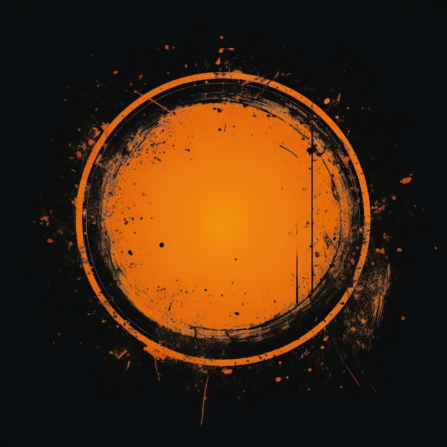 Photo empty orange grunge style circle design element flat style on black background