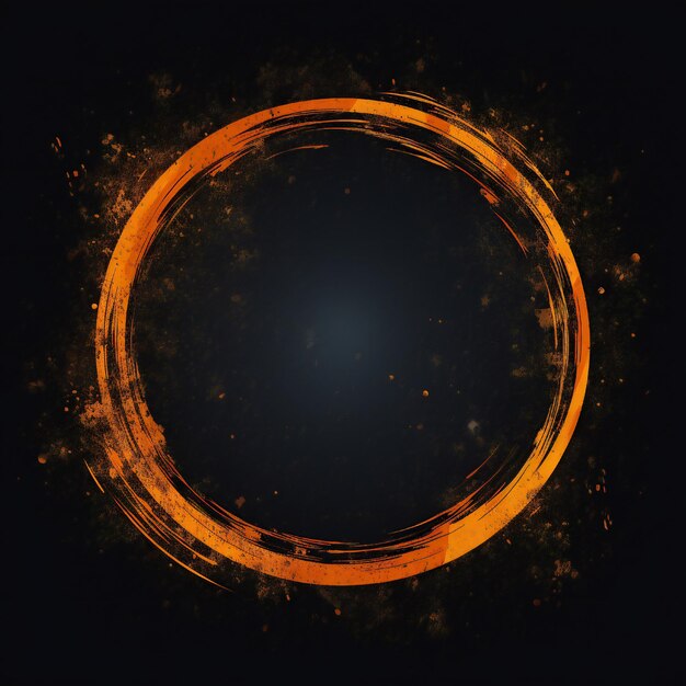 Photo empty orange grunge style circle design element flat style on black background