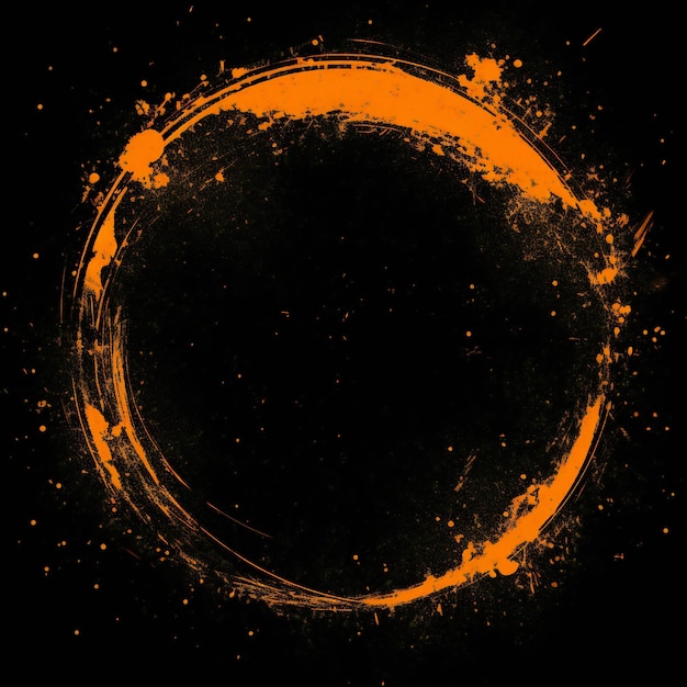 Photo empty orange grunge style circle design element flat style on black background