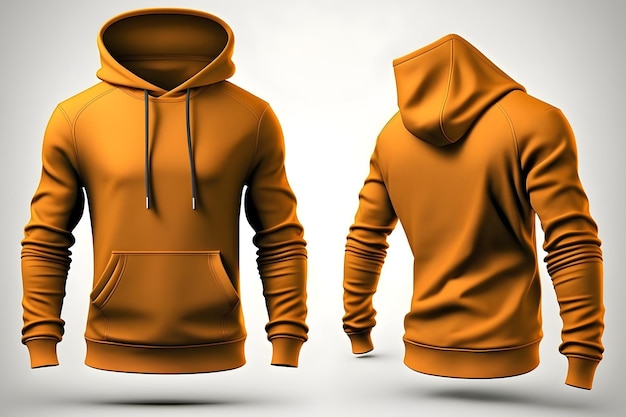 Empty orange hoodie no print mockup template