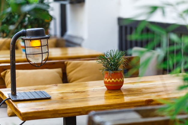 Empty outdoor restaurant table