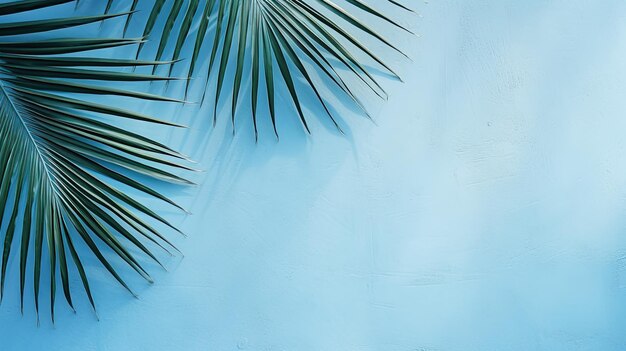 Empty palm shadow blue color texture pattern cement wall background