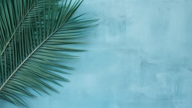 Empty palm shadow blue color texture pattern cement wall background