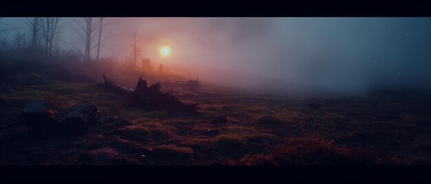 empty park and mist