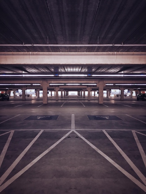 Empty parking lot at night