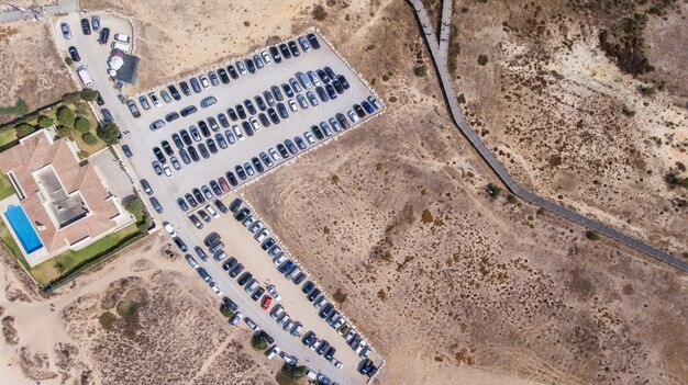 Empty parking lots, aerial view.