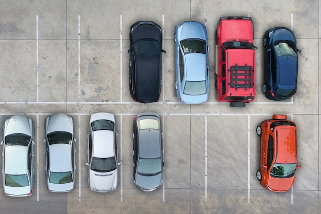 Empty parking lots, aerial view.