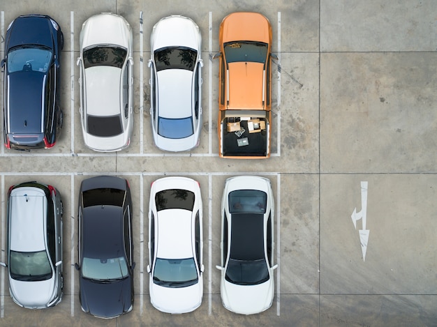 Empty parking lots, aerial view.