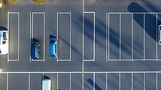 空の駐車場を空から眺める