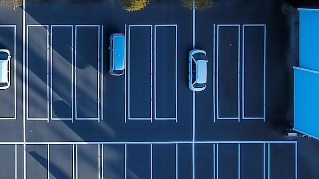 空の駐車場を空から眺める