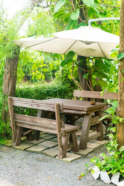 empty patio table set decoration in garden