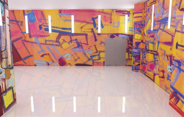 empty pavilion interior visualization 3D illustration
