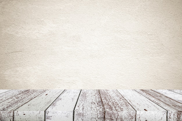 Foto annata di prospettiva vuota su legno bianco