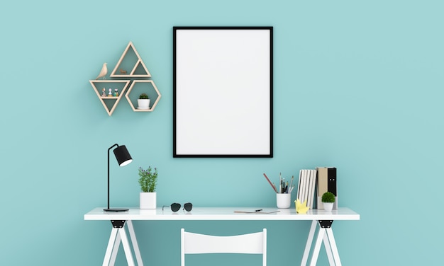 Empty photo frame for mockup on wall