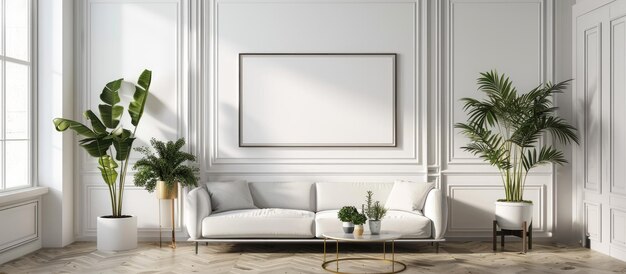 Empty picture frame placeholder for artwork in interior design