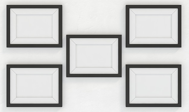 Empty picture  frame wall. 3d rendering