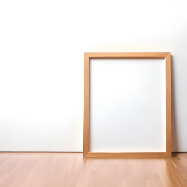 An empty picture frame on a wooden floor