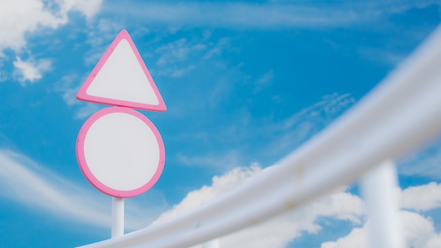 Empty pink traffic sign