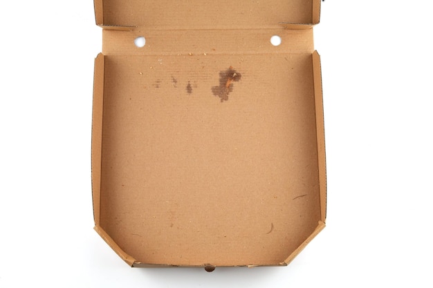 Empty pizza box pizza box isolated Open empty and closed carton package for delivery pizza