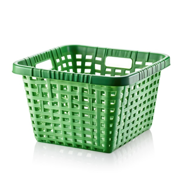 Empty plastic basket on white background