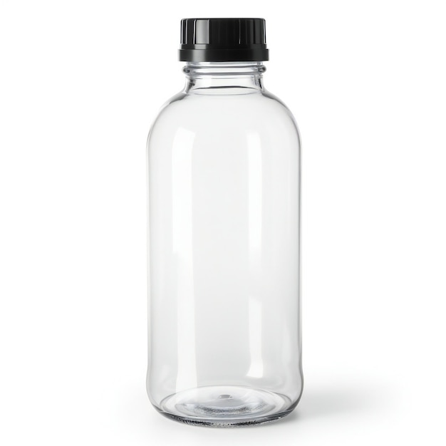 写真 白い背景に隔離された空のプラスチックボトル