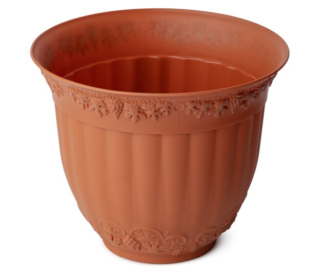 Empty plastic flower pot isolated