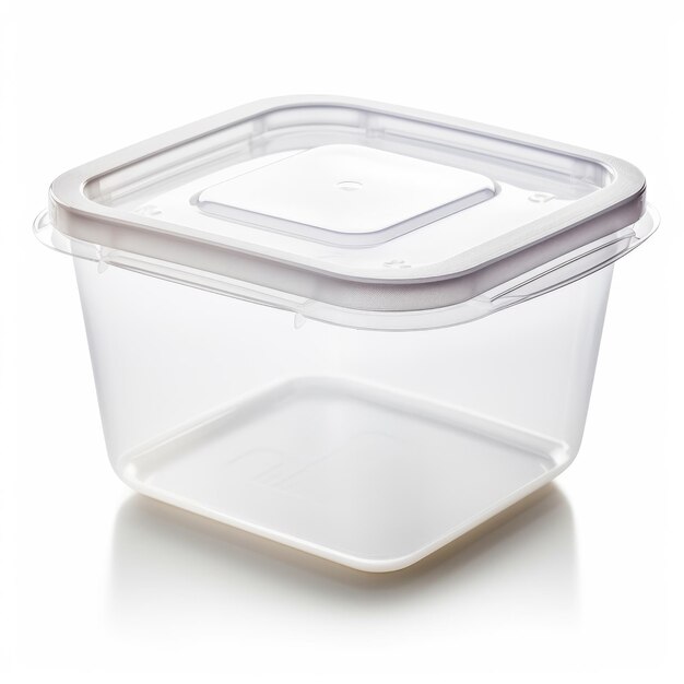 Photo empty plastic food container on white background