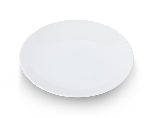 흰색 배경에 고립 된 빈 접시