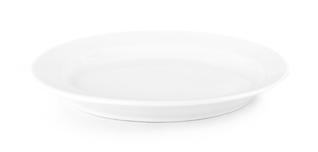Empty plate isolated on white surface.