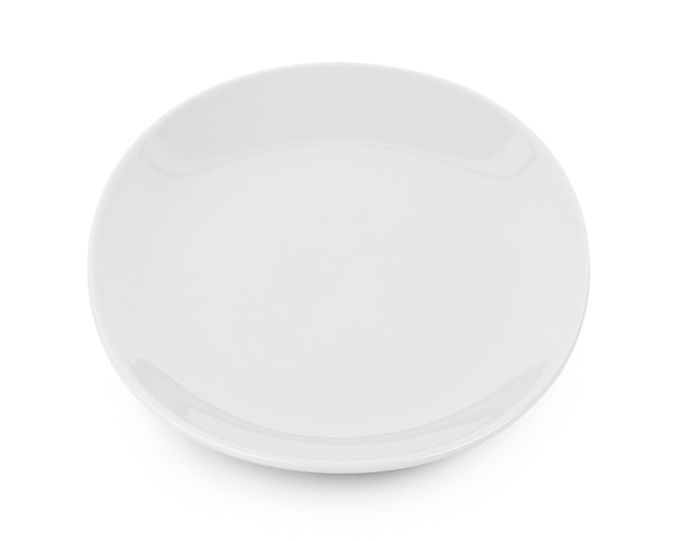 Empty plate isolated on white surface.