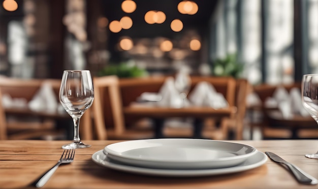 Empty plate in restaurant versatile product mockup template