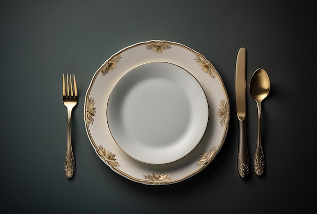 Empty plate on the table cutlery set