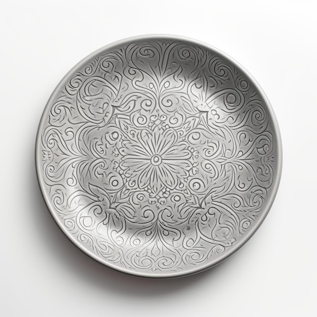 Empty plate on white background Top view